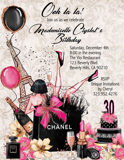 chanel party invitations.